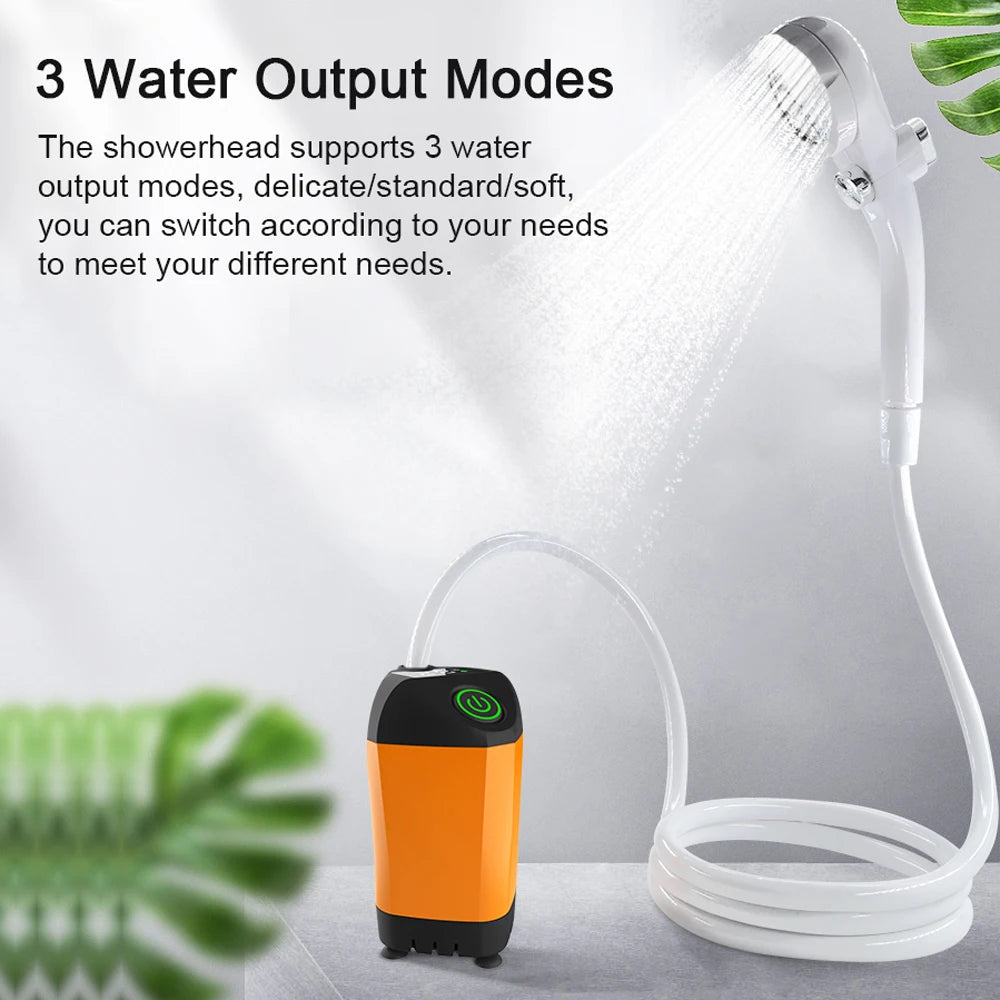 Outdoor Camping Shower Portable Electric Shower Pump Waterproof with Digital Display for Camping Hiking Travel Pet Watering