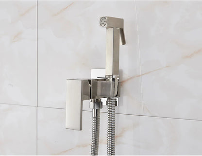 Black Bidet Faucet Brass Shower Tap Washer Mixer Cold Hot Water Mixer Crane Square Shower Sprayer Head Tap Toilet Faucets