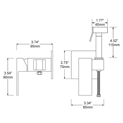 Black Bidet Faucet Brass Shower Tap Washer Mixer Cold Hot Water Mixer Crane Square Shower Sprayer Head Tap Toilet Faucets