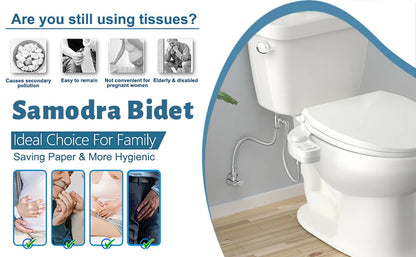 SAMODRA Non-Electric Bidet - Self Cleaning Dual Nozzle (Frontal and Rear Wash) Water Bidet Toilet Seat Attachment