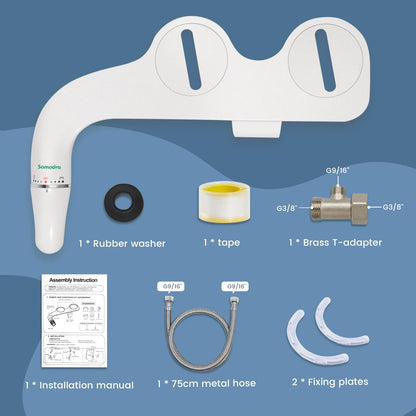 SAMODRA Ultra Slim Bidet Attachment for Toilet Seat - Dual Nozzle, Adjustable Water Pressure.