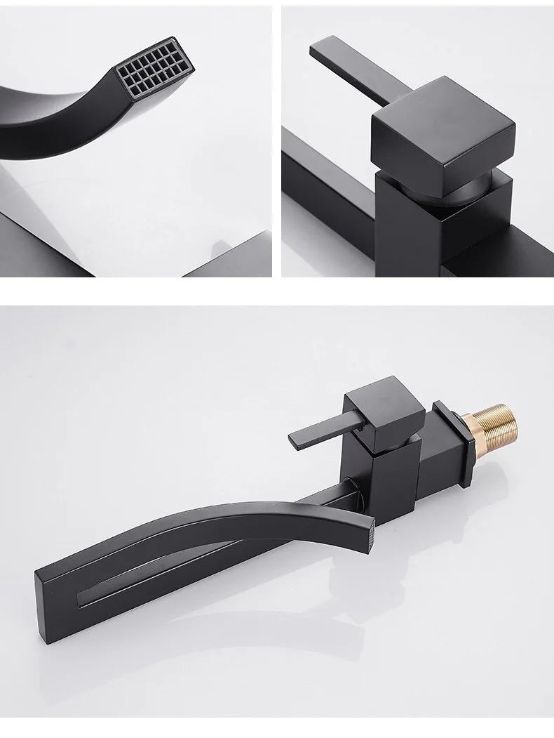 Gold Rotation Basin Faucet Brass Bathroom Faucet Sink Mixer Tap Deck Mounted Hot Cold Mixer Tap Elegant Faucet Waterfall Spout