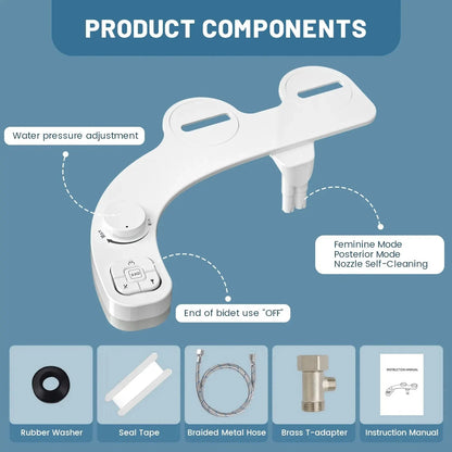 SAMODRA Non-Electric Bidet - Self Cleaning Dual Nozzle (Frontal and Rear Wash) Water Bidet Toilet Seat Attachment